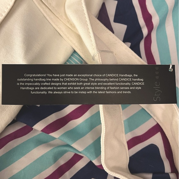 CANDICE tote bag. White, red, & blue. Never used, tags included, good condition - Picture 5 of 5